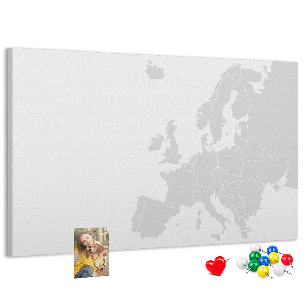 Tableau en liège Carte de l'Europe pour marquer les emplacements