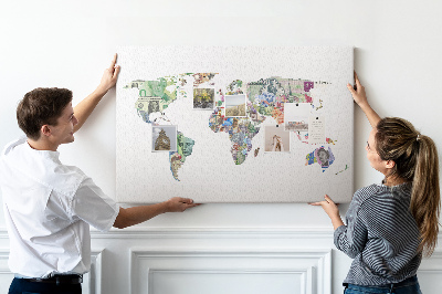 Tableau affichage liège Une carte du monde réalisée avec des billets de banque de différents pays