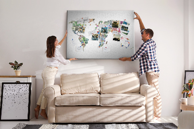 Tableau affichage liège Une carte du monde réalisée avec des billets de banque de différents pays