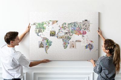 Tableau affichage liège Une carte du monde réalisée avec des billets de banque de différents pays