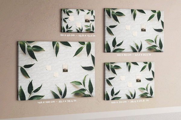 Tableau en liège Feuilles disposées dans un arrangement délicat et minimaliste