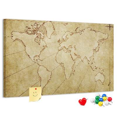 Tableau en liège Carte du monde antique avec les continents