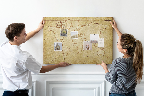 Tableau en liège Carte du monde antique avec les continents