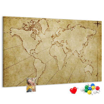 Tableau en liège Carte du monde antique avec les continents