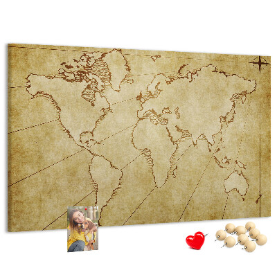 Tableau en liège Carte du monde antique avec les continents