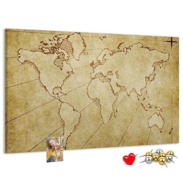 Tableau en liège Carte du monde antique avec les continents