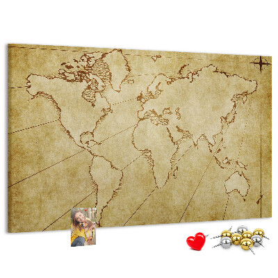 Tableau en liège Carte du monde antique avec les continents