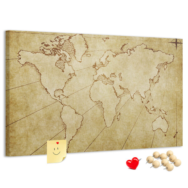Tableau en liège Carte du monde antique avec les continents