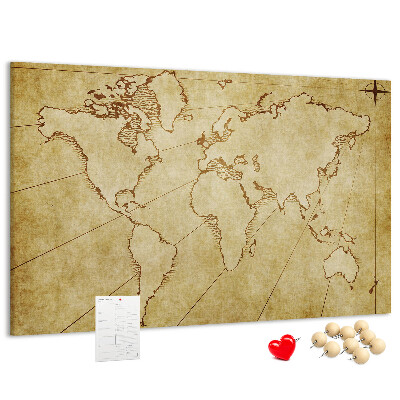 Tableau en liège Carte du monde antique avec les continents