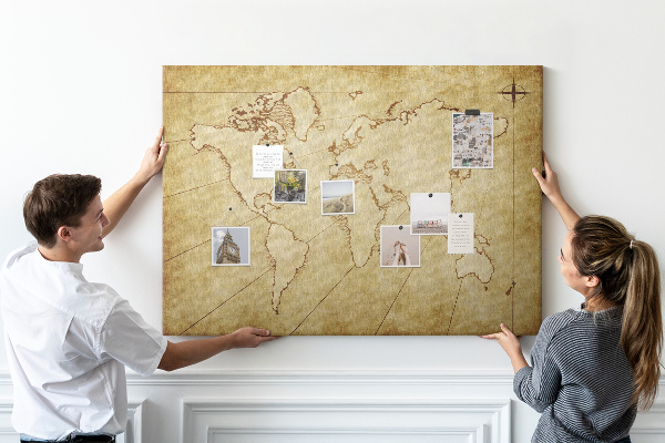 Tableau en liège Carte du monde antique avec les continents