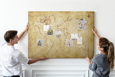 Tableau en liège Carte du monde antique avec les continents