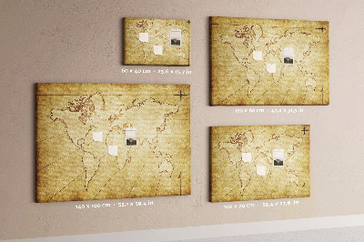 Tableau en liège Carte du monde antique avec les continents