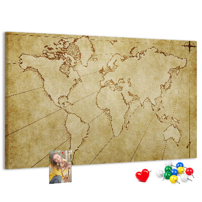 Tableau en liège Carte du monde antique avec les continents