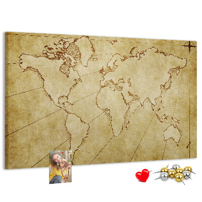 Tableau en liège Carte du monde antique avec les continents