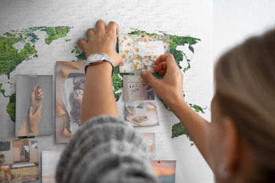 Tableau affichage liège Carte du monde verte avec végétation