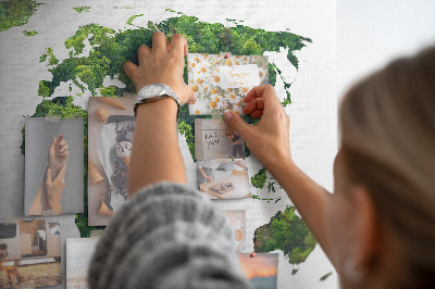 Tableau affichage liège Carte du monde verte avec végétation