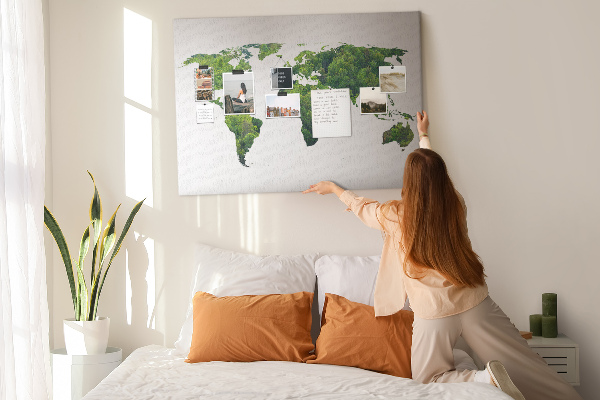 Tableau affichage liège Carte du monde verte avec végétation