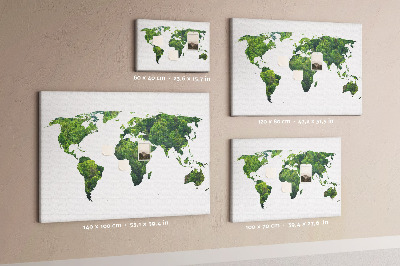 Tableau affichage liège Carte du monde verte avec végétation