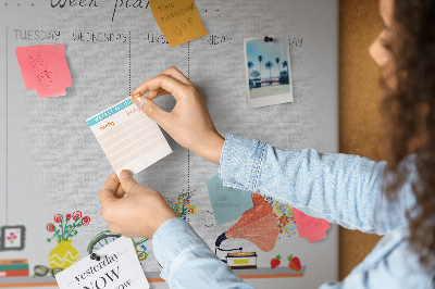 Tableau en liège Agenda hebdomadaire coloré sur le thème du bureau