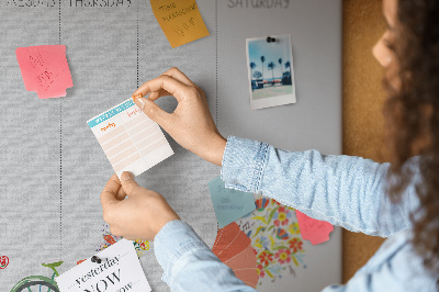 Tableau en liège Agenda hebdomadaire coloré sur le thème du bureau