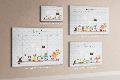 Tableau en liège Agenda hebdomadaire coloré sur le thème du bureau