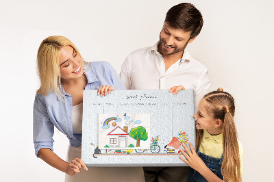 Tableau en liège Agenda hebdomadaire coloré sur le thème du bureau