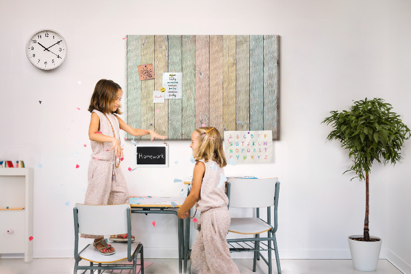 Tableau affichage liège Planches pastel de style rustique