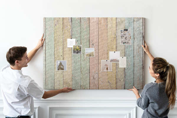 Tableau affichage liège Planches pastel de style rustique