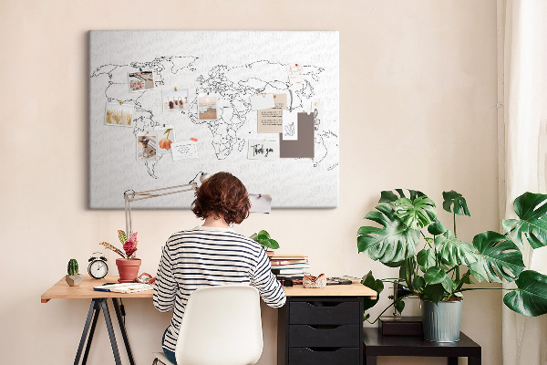 Tableau affichage liège Carte du monde à colorier et à légender