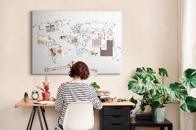 Tableau affichage liège Carte du monde à colorier et à légender