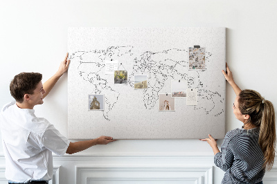 Tableau affichage liège Carte du monde à colorier et à légender