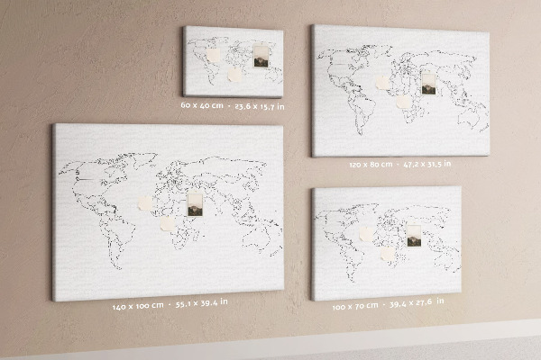 Tableau affichage liège Carte du monde à colorier et à légender