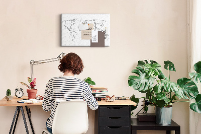 Tableau affichage liège Carte du monde à colorier et à légender