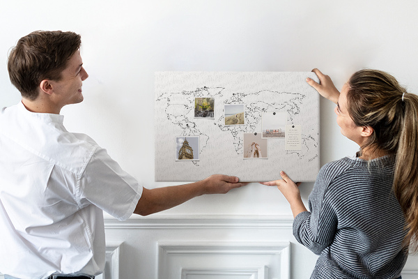 Tableau affichage liège Carte du monde à colorier et à légender