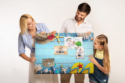 Tableau de liège Vacances d'été à la plage avec accessoires
