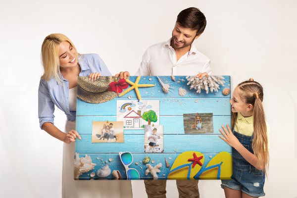 Tableau de liège Vacances d'été à la plage avec accessoires