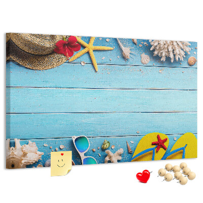 Tableau de liège Vacances d'été à la plage avec accessoires
