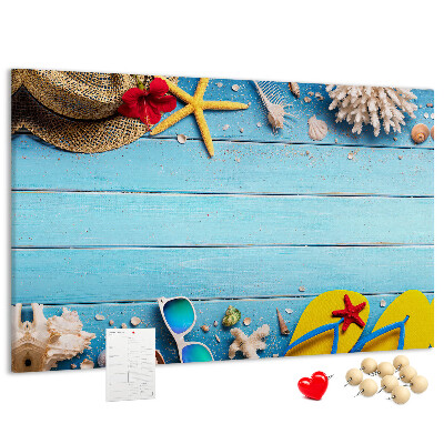 Tableau de liège Vacances d'été à la plage avec accessoires
