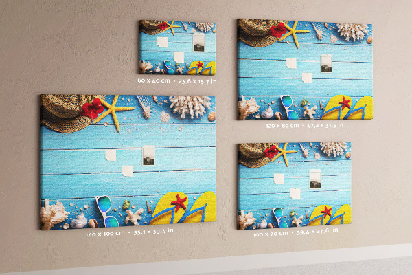 Tableau de liège Vacances d'été à la plage avec accessoires