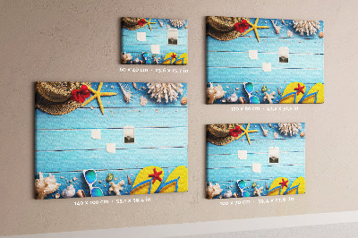 Tableau de liège Vacances d'été à la plage avec accessoires