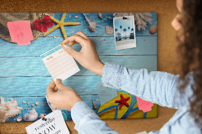 Tableau de liège Vacances d'été à la plage avec accessoires