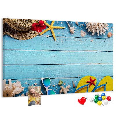 Tableau de liège Vacances d'été à la plage avec accessoires