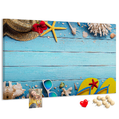 Tableau de liège Vacances d'été à la plage avec accessoires