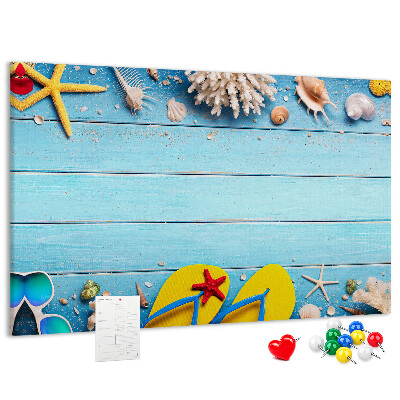 Tableau en liège Souvenirs d'été à la plage avec des coquillages