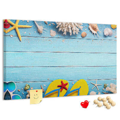 Tableau en liège Souvenirs d'été à la plage avec des coquillages