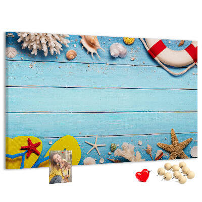 Tableau affichage liège Style estival marin avec coquillages et sable