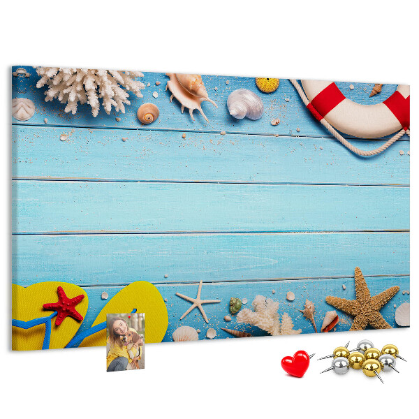Tableau affichage liège Style estival marin avec coquillages et sable