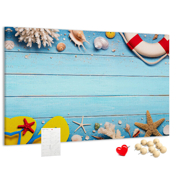 Tableau affichage liège Style estival marin avec coquillages et sable