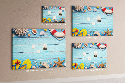 Tableau affichage liège Style estival marin avec coquillages et sable