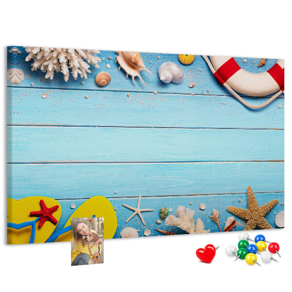 Tableau affichage liège Style estival marin avec coquillages et sable